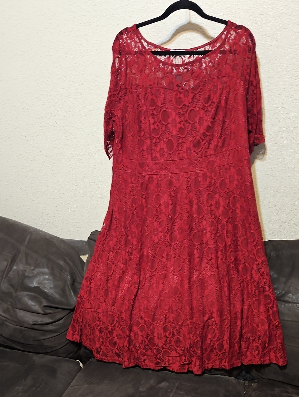 Pinup Couture Wine Red Lace Midi Dress
